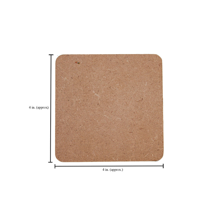 MDF 4" Square Wood Coaster Set with Stand