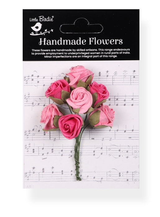 Little Birdie Charlie Paper Flowers 8/Pkg-Precious Pink