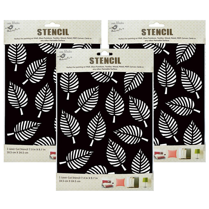 Pack of 3 - Reusable Stencil 7.3"X9.7"-Leaf Melody